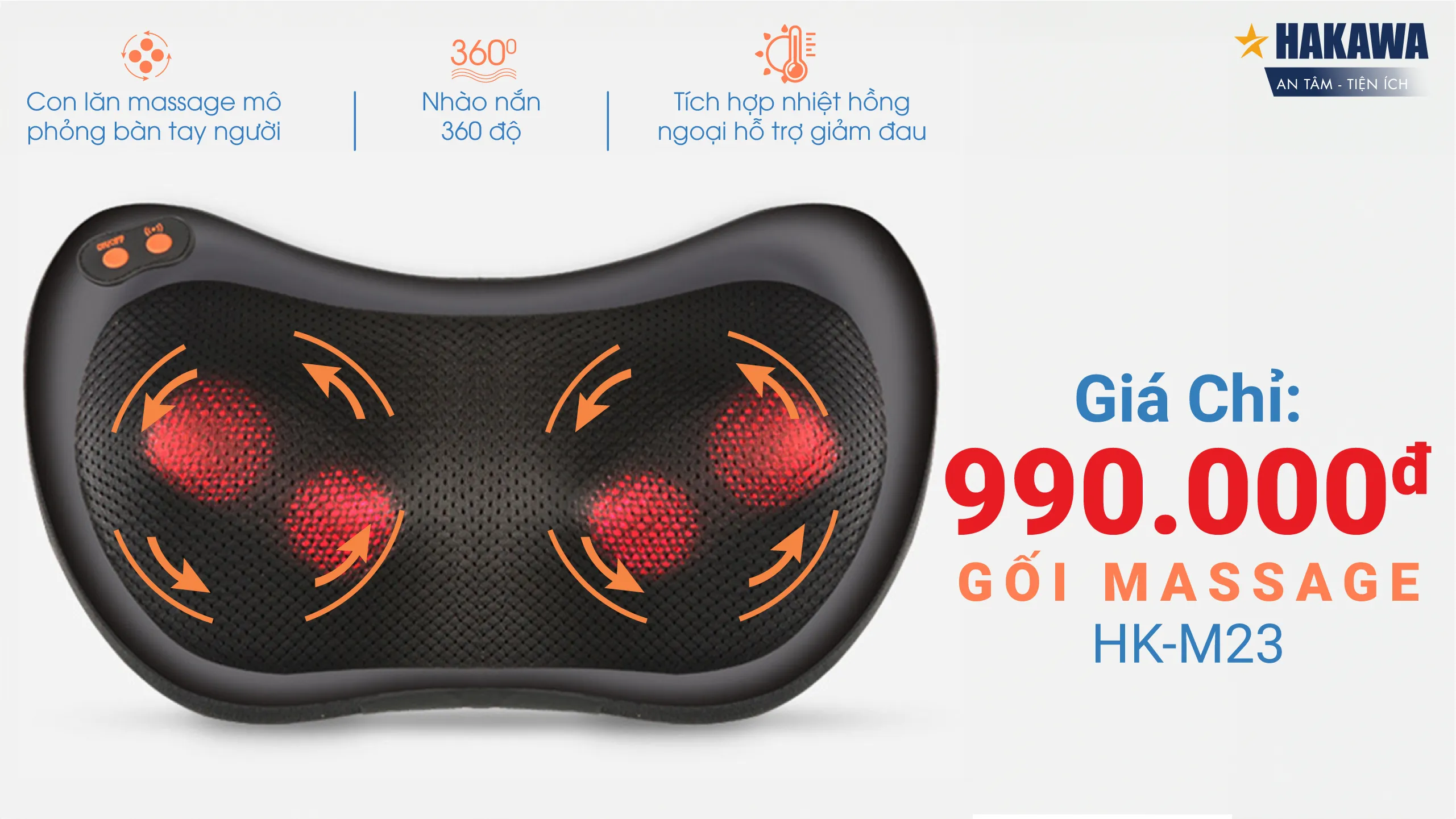 Gối massage thư giãn HAKAWA HK-M23 26 Gối massage Hakawa với giá thành phù hợp