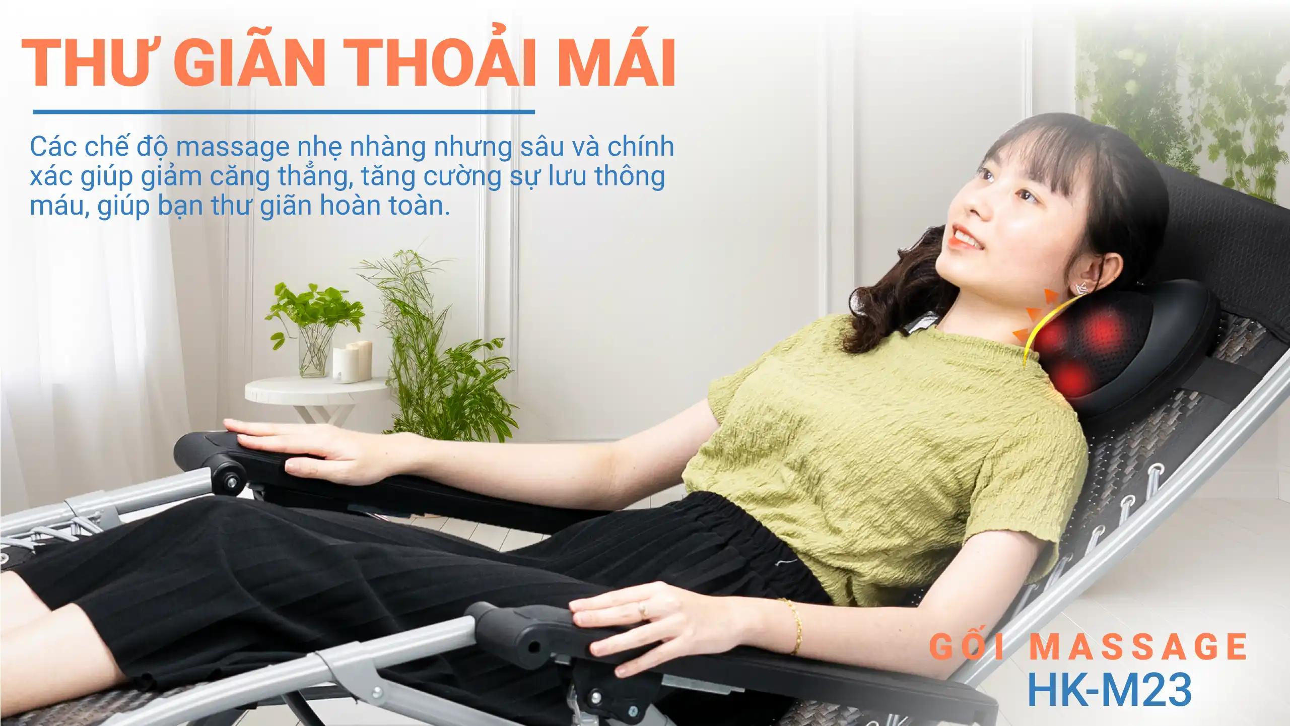 Gối massage thư giãn HAKAWA HK-M23 19 Gối massage Hakawa hỗ trợ thư giãn thoải mái