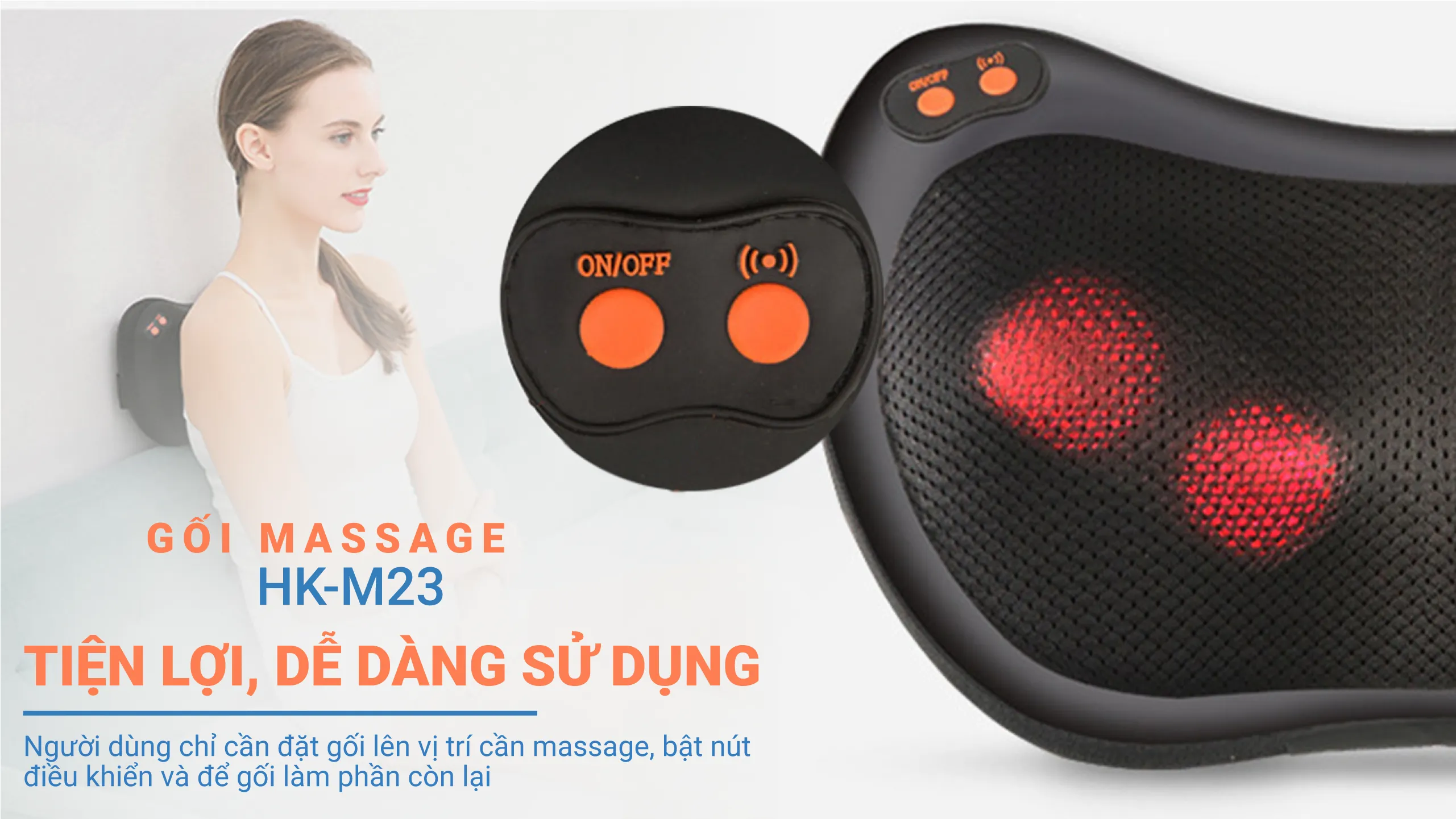 Gối massage thư giãn HAKAWA HK-M23 25 Gối massage Hakawa tiện lợi, dễ dàng sử dụng