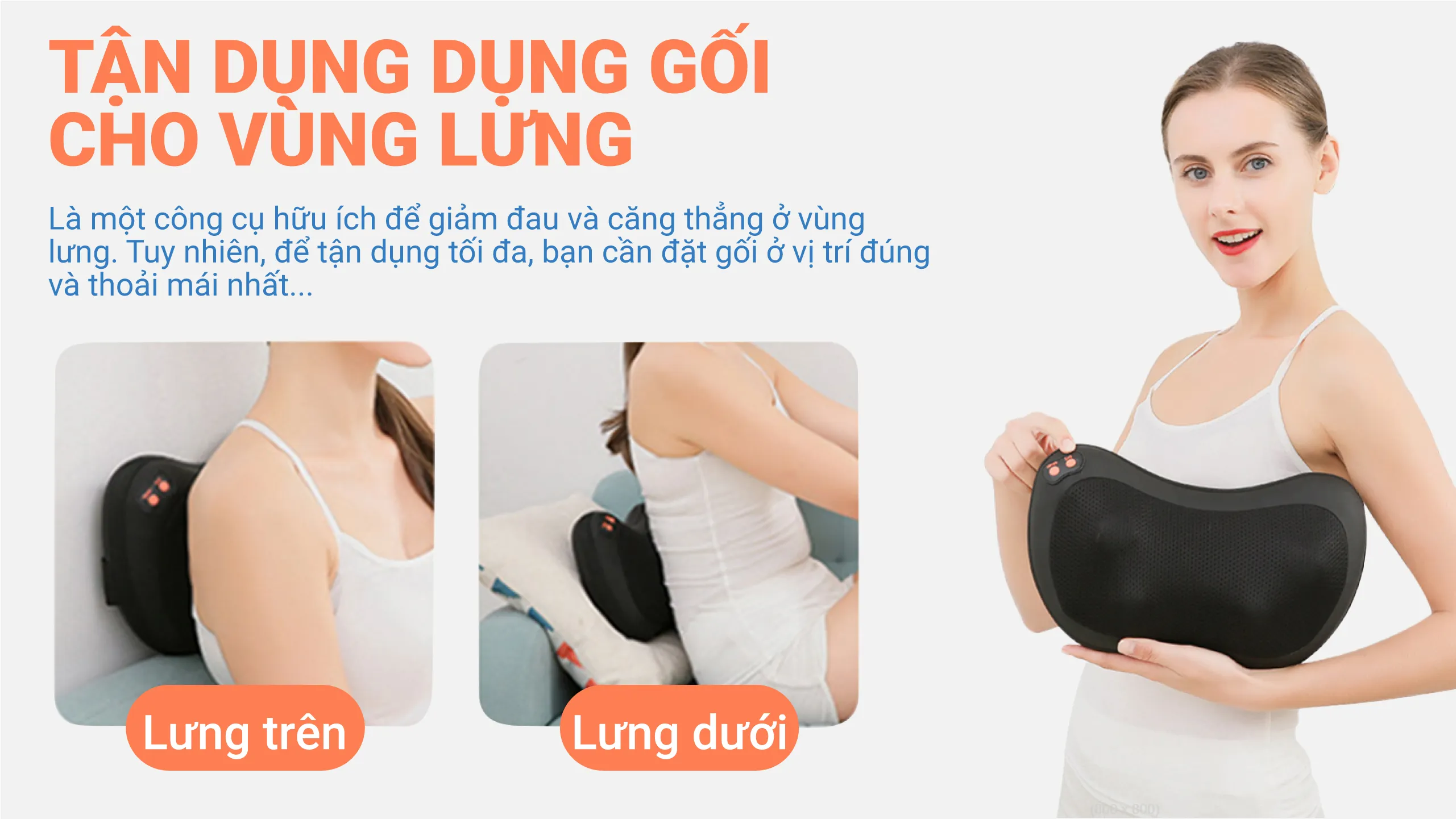 Gối massage thư giãn HAKAWA HK-M23 30 Tận dụng dụng gối massage cho vùng lưng
