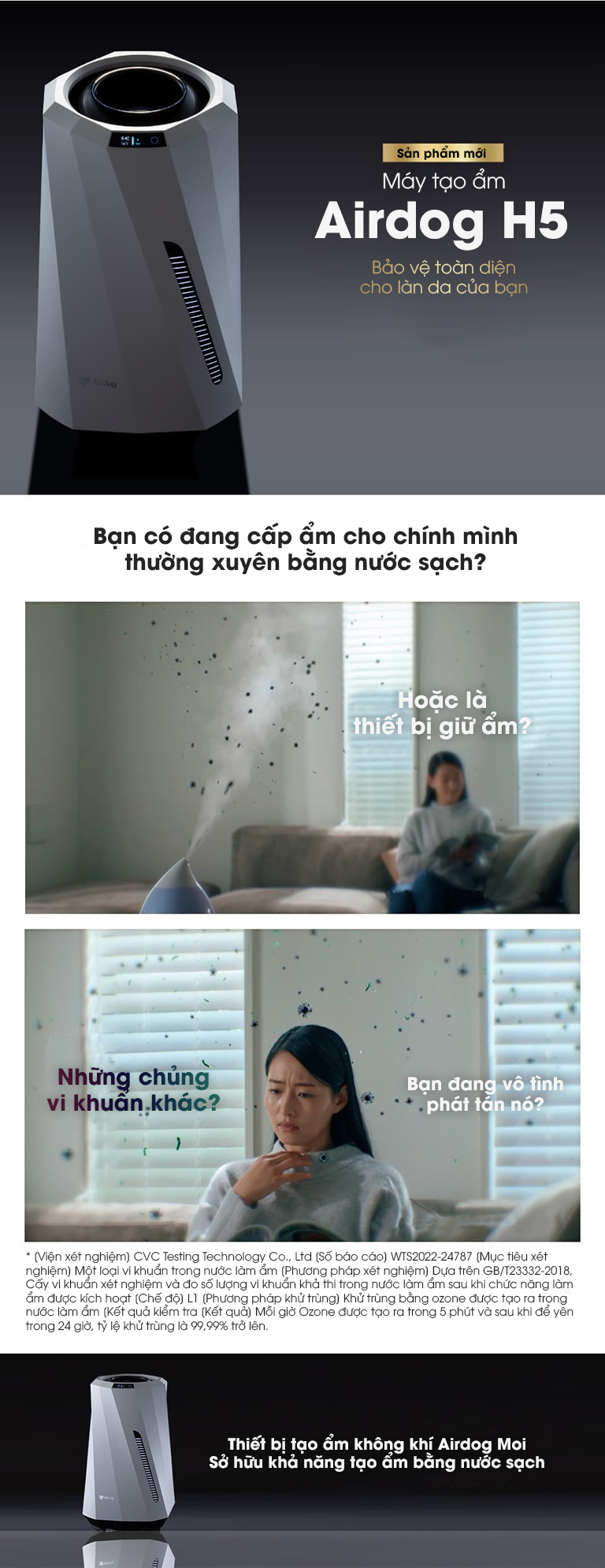 Máy tạo ẩm Airdog Moi bảo vệ toàn diện cho làn da của bạn
