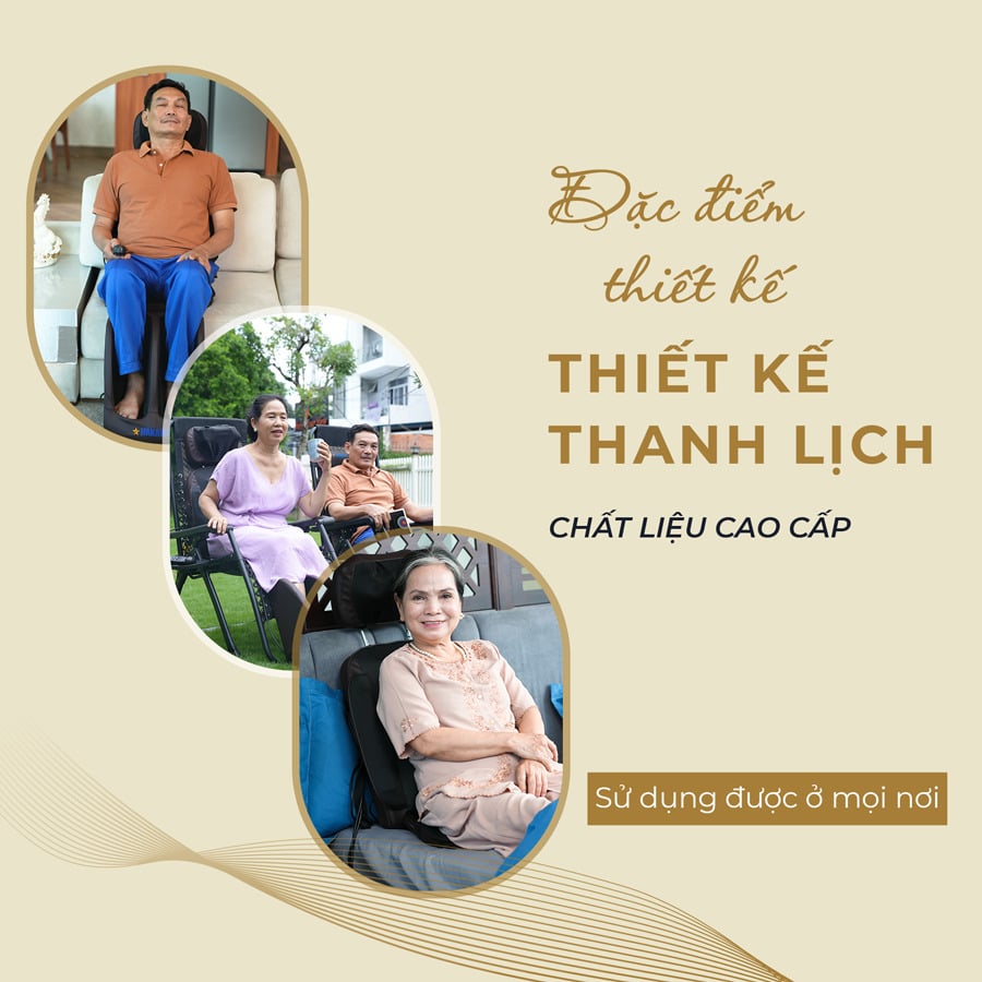 Nệm massage với thiết kế thanh lịch, chất liệu cao cấp có thể sử dụng được ở mọi nơi