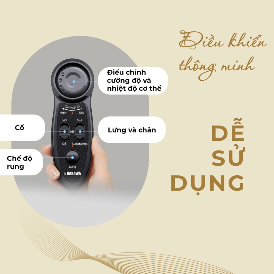 Nệm massage HK-M11 tích hợp điều khiển thông mình với hướng dẫn bằng Tiếng Việt dễ sử dụng