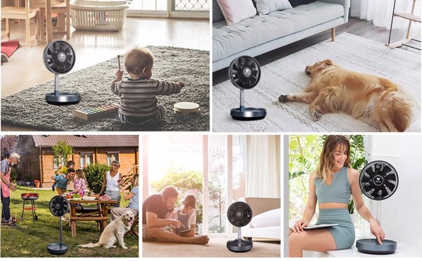 quạt gấp gọn không dây đa chức năng có thể sạc