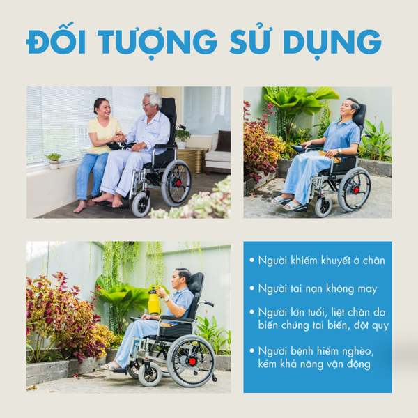 Xe lăn Hakawa XD-23 thích hợp cho người khuyết tật, bại liệt chân, người yếu chân, người kém khả năng vận động