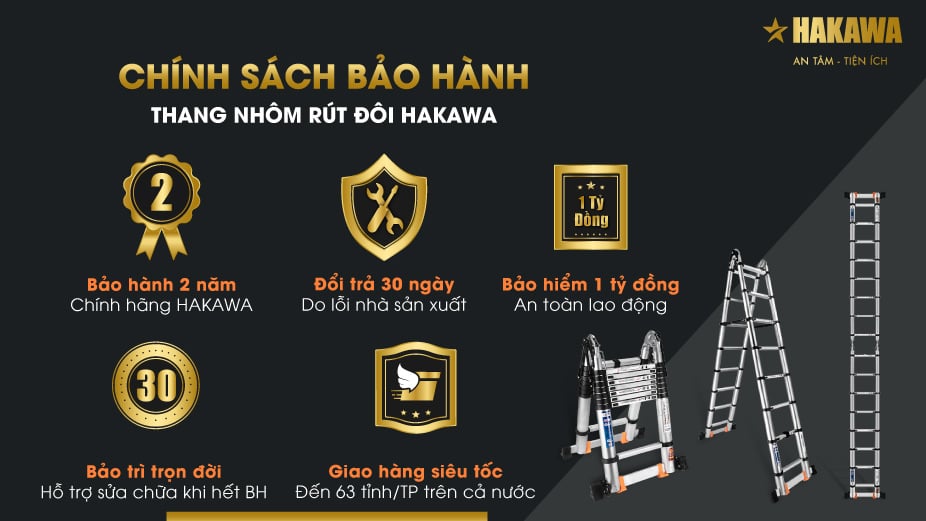 Chính sách bán thang nhôm rút đôi A Hakawa
