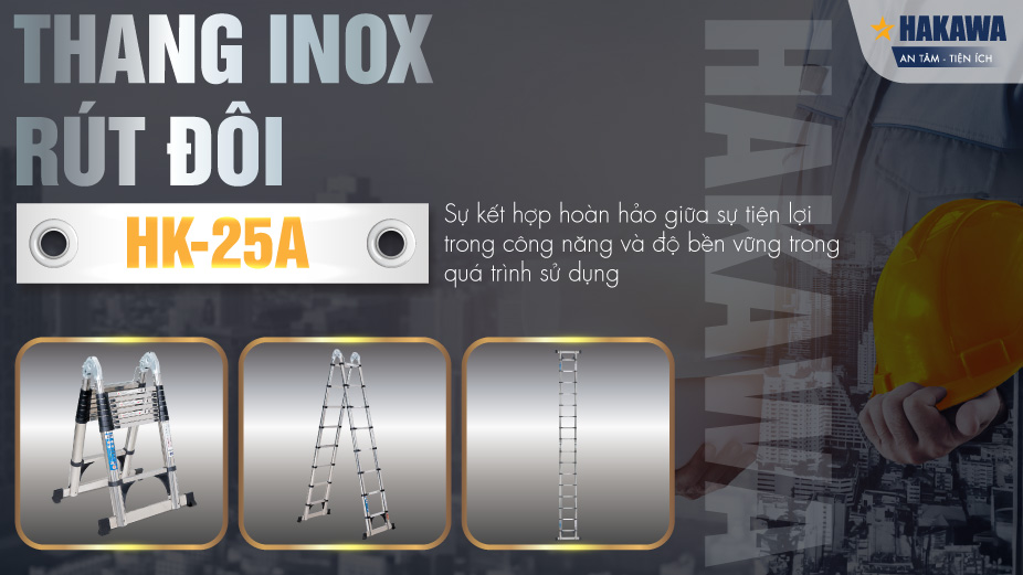 Giới thiệu thang inox 2m5 hakawa hk-25a