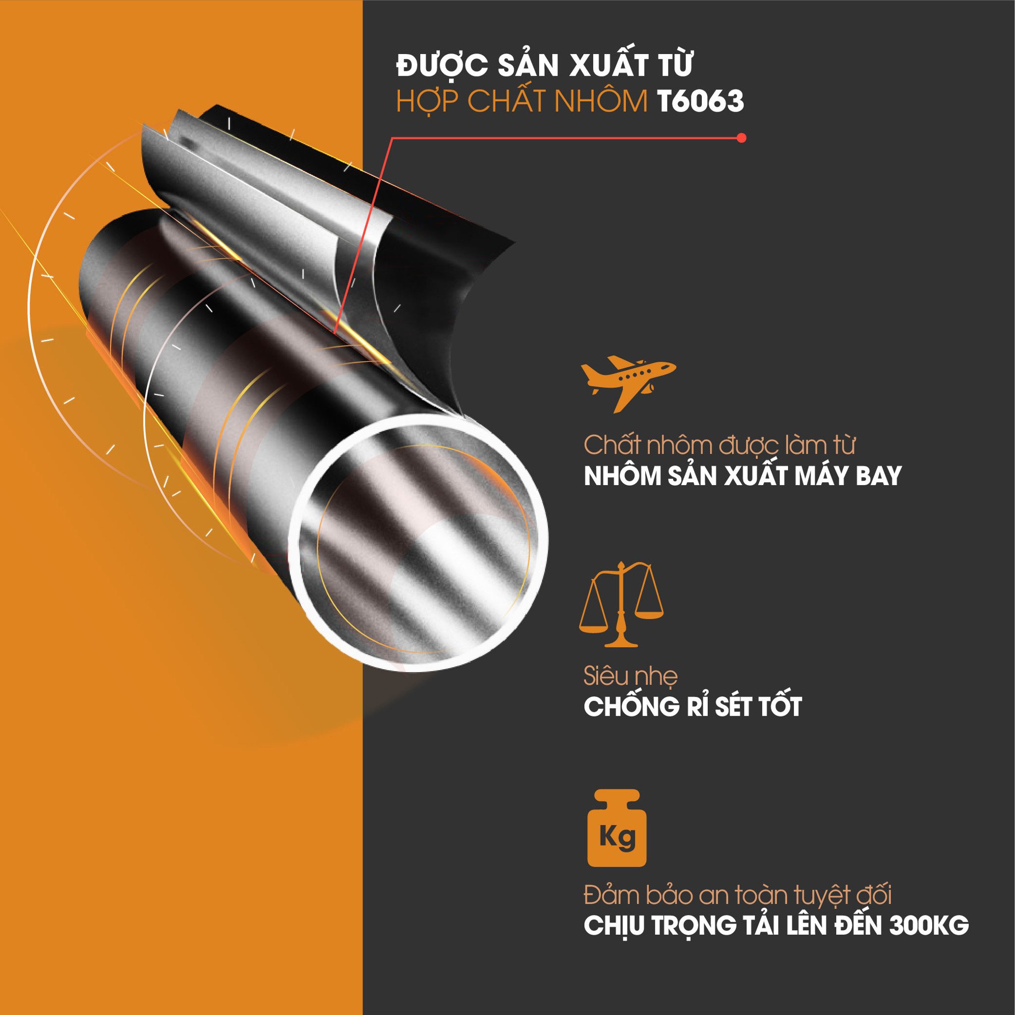 Thang nhôm rút đuôi chữ A Hakawa HK-256 được sản xuất từ chất liệu nhôm T6063 chống rỉ sét tốt, chịu được trọng tải lên tới 300kg