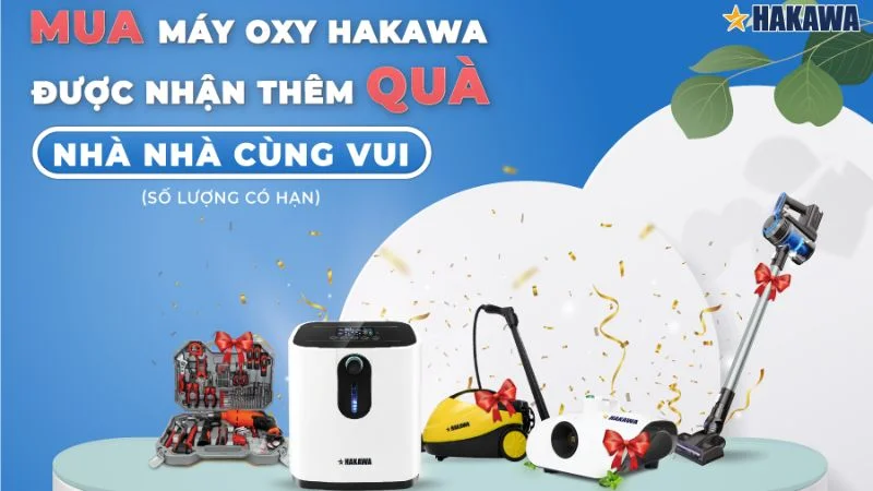Mua máy tạo oxy HAKAWA tặng máy hút bụi HAKAWA 4 Mua máy oxy Hakawa được tặng ngay quà giá trị mang về