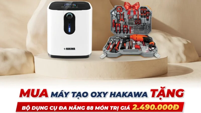 Mua máy oxy tặng bộ dụng cụ sửa chữa 88 chi tiết chính hãng HAKAWA 6 Mua máy oxy tặng bộ dụng cụ máy khoan 88 chi tiết chính hãng của Hakawa chất lượng cao