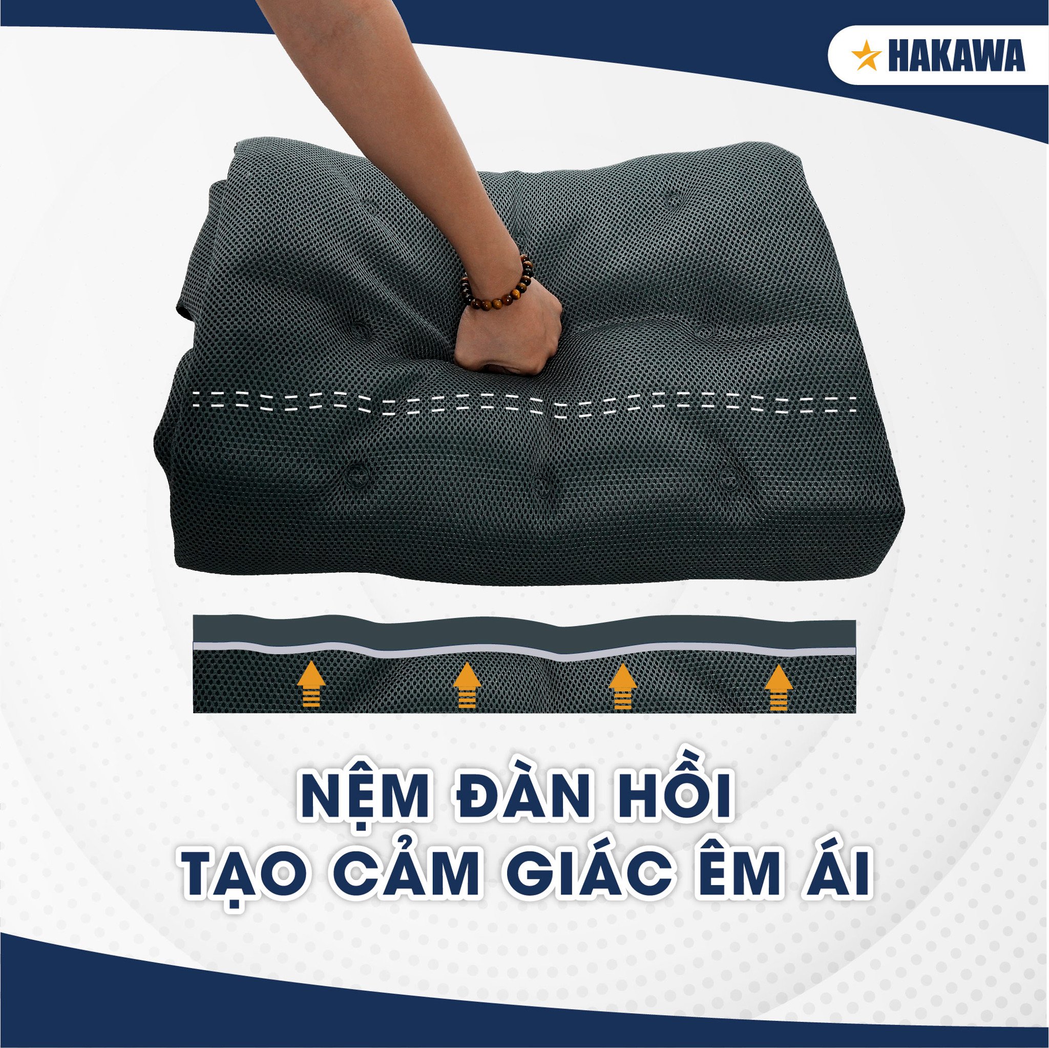 Nệm xợi bông dày dặn tính đàn hồi mang đến sự êm ái thư giãn cho người sử dụng 