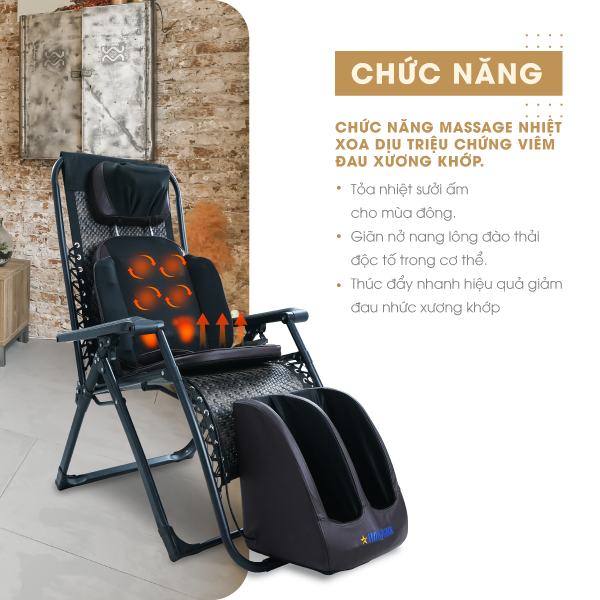Chức năng mát xa nhiệt hồng ngoại giúp giảm đau nhanh chóng