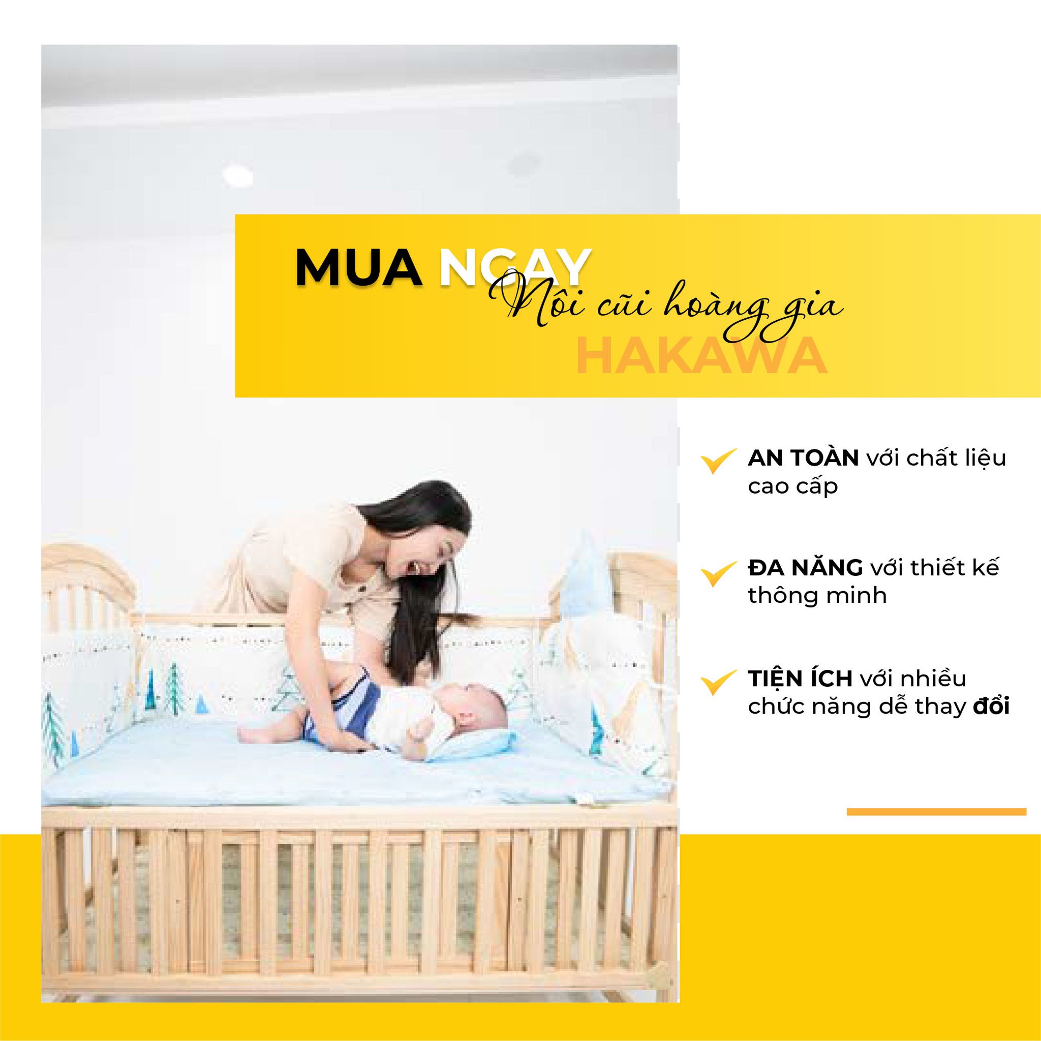 Nôi Cũi Hoàng Gia Hakawa đa năng, tiện ích và an toàn
