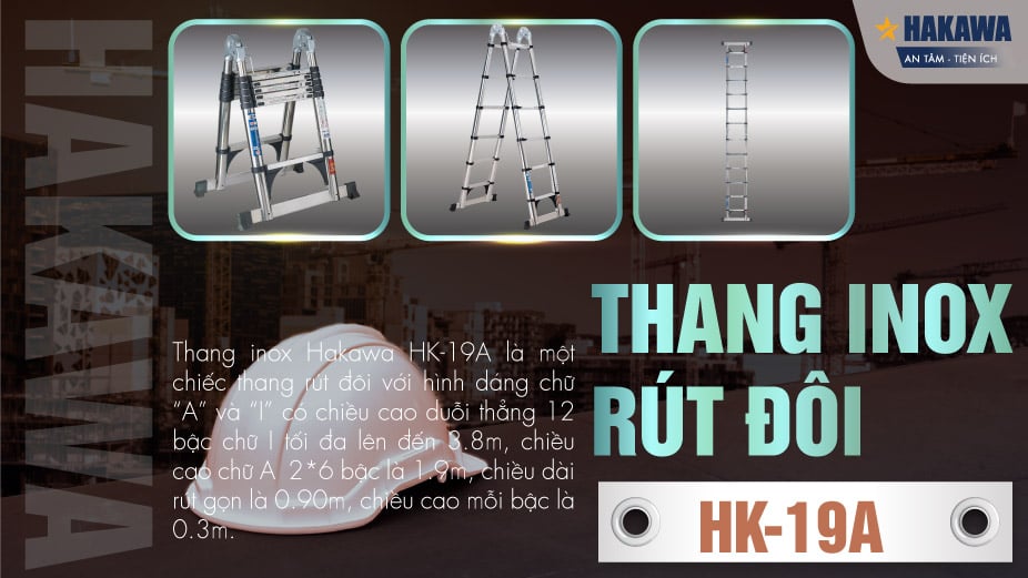 Thang inox rút đôi chữ A Hakawa HK-19A