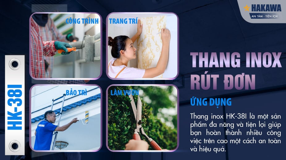 Những úng dụng của thang inox rút đơn Hakawa HK-38I
