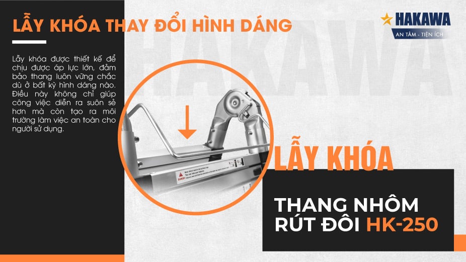 thang nhôm rút đôi chữ A Hakawa HK-250 có lẫy khoá thay đổi hình dáng