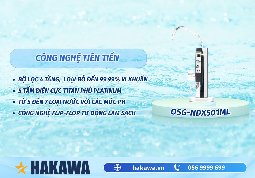Máy lọc nước ion kiềm âm tủ bếp OSG-NDX501ML