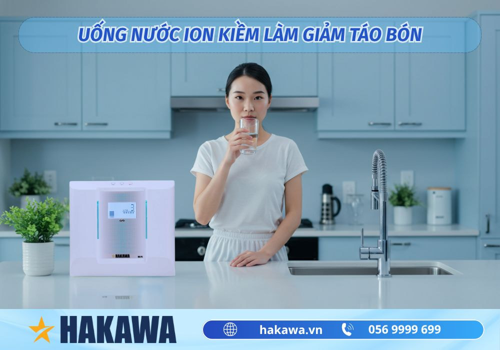 Uống nước ion kiềm làm giảm táo bón