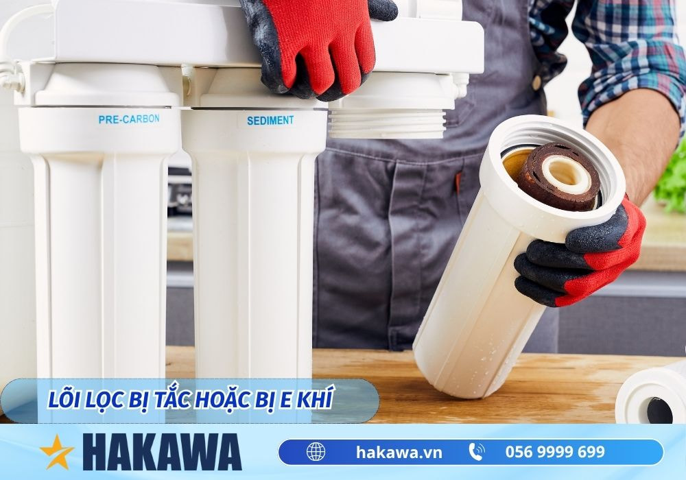 lõi lọc bị tắc hoặc bị e khí